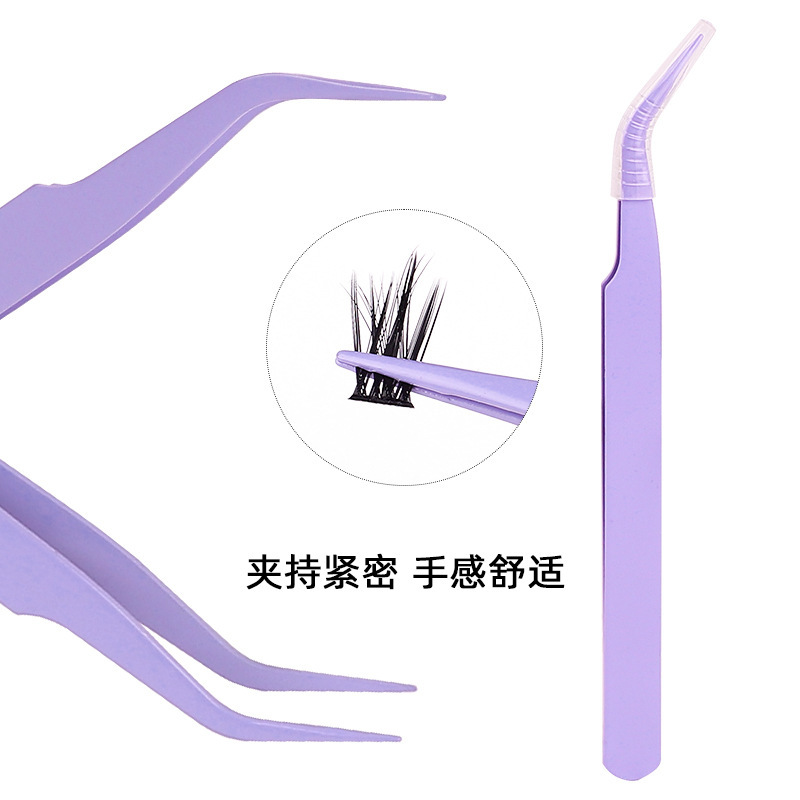 New stainless steel false eyelash tweezers, high-precision eyelash extension tweezers, DIY lightweight segmented eyelash tweezers Item Picture