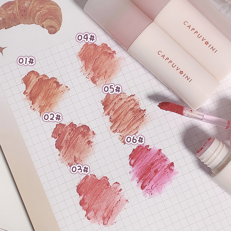 cappuvini small milk tube Lip Gloss Lip Paste, airiness, whitening, matte velvet, matte lip gloss lipstick Application Scenario