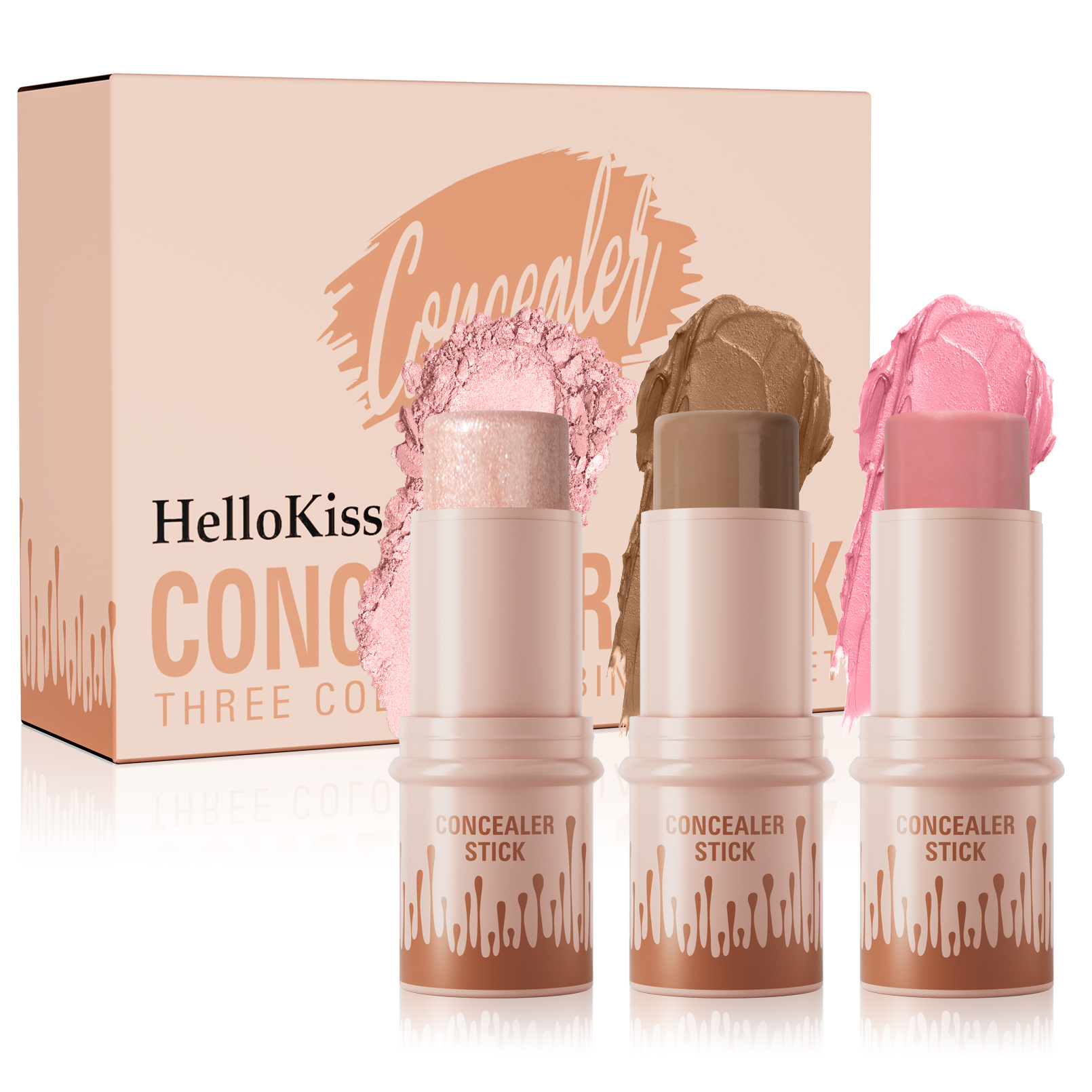 Hellokiss Multi-functional Contouring Stick 3-piece Set, Three-dimensional Contouring High-gloss Brightening Blush Stick, Cross-border Amazon Item Picture