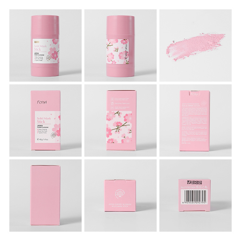 fenyi Cherry Blossom Solid Mask Stick 40g Application mud Mask cleanses pores, hydrates, moisturizes and beautifies the skin cross-border Specification drawing
