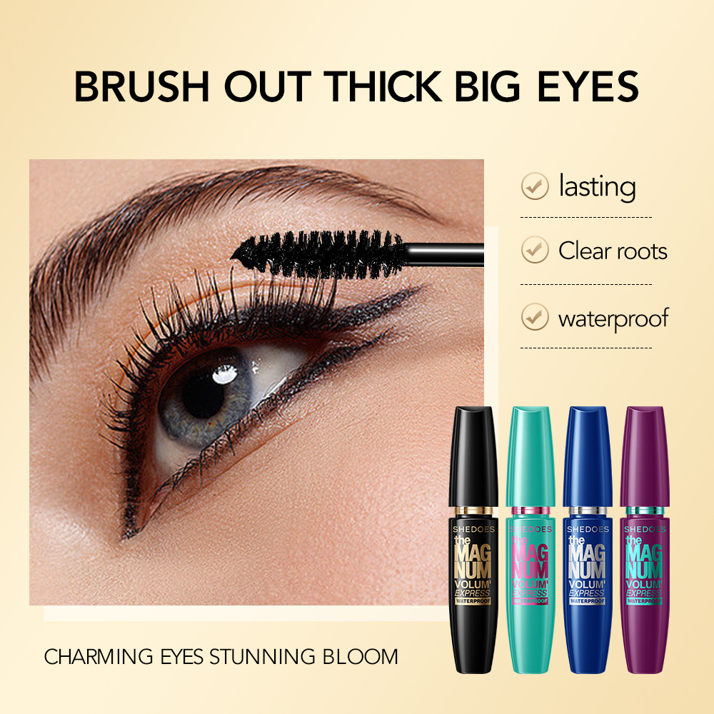 SHEDOES Cross-border four-color European and American style waterproof, sweat-proof, long, non-smudge, long-lasting, thick and quick-drying mascara Specification drawing