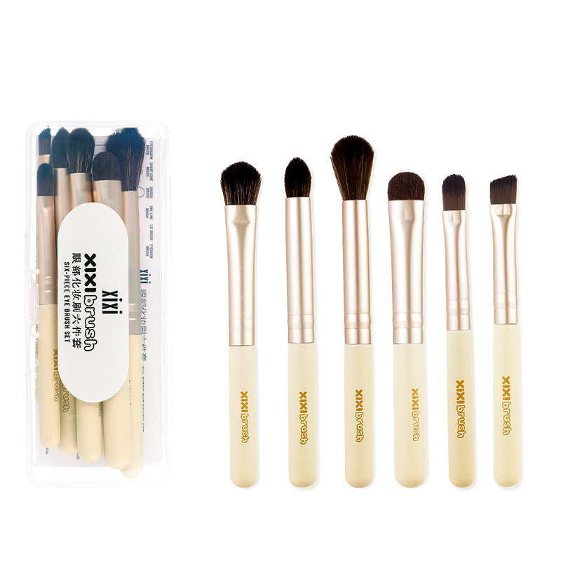 xixi Eye Makeup Brush Six-piece set, eyeshadow brush, lip brush, eyebrow brush complete set, mini portable, super soft, for beginners Item Picture