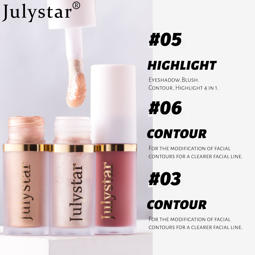 Julystar Facial Blush, Long-lasting Pearlescent Lip Brightening, Natural Highlight Contouring Liquid Set Wholesale Application Scenario