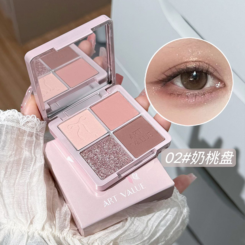 Art Value's new product, Butterfly Contract Four-Color Eyeshadow Palette, Pearlescent Sparkling Hot Girl Cream Facial Makeup for hair delivery Application Scenario