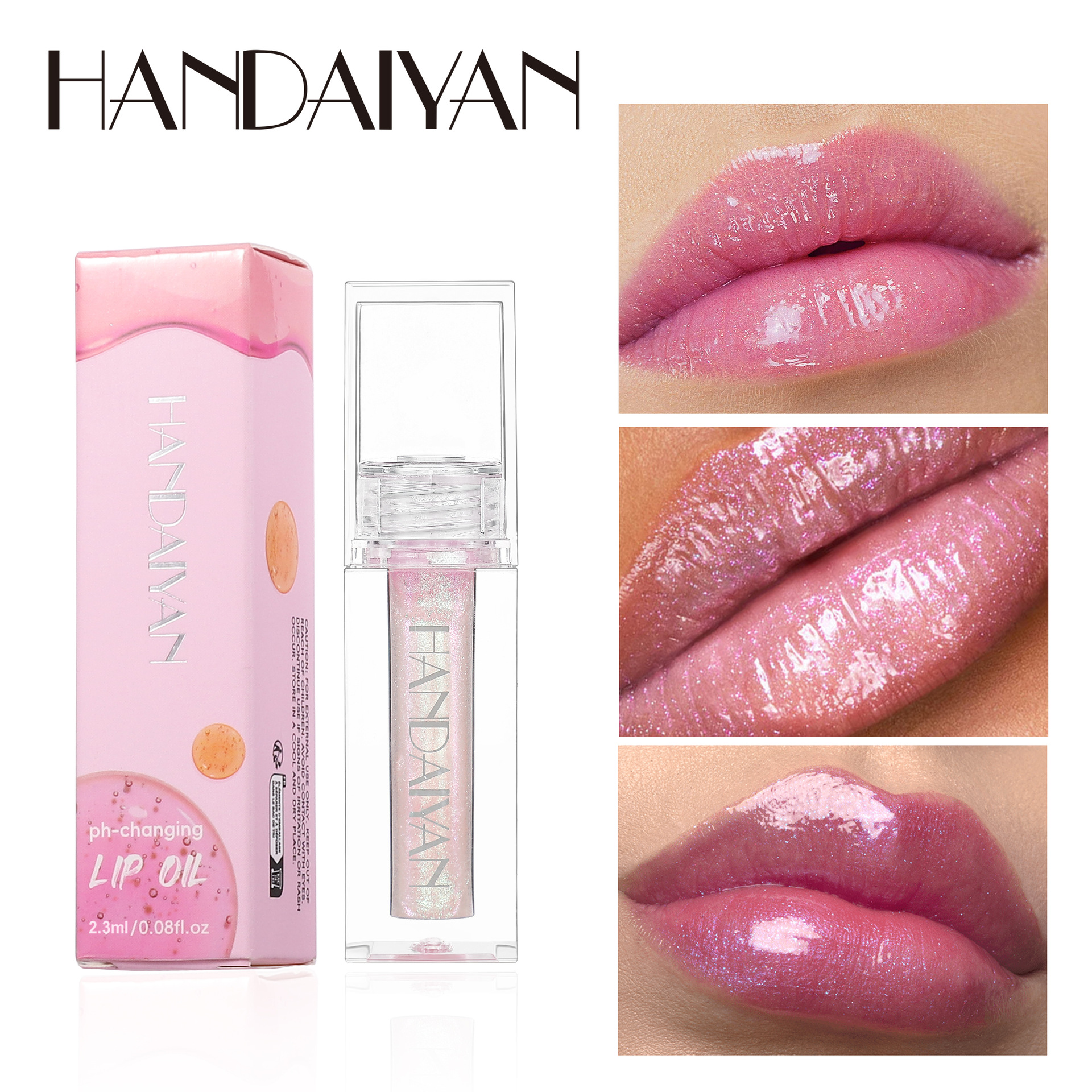 Dudu Lip Gloss handaiyan Cross-border Makeup Transparent Thermochromic Moisturizing Mirror Lip Gloss Pearlescent Lip Oil Lip Gloss details Picture