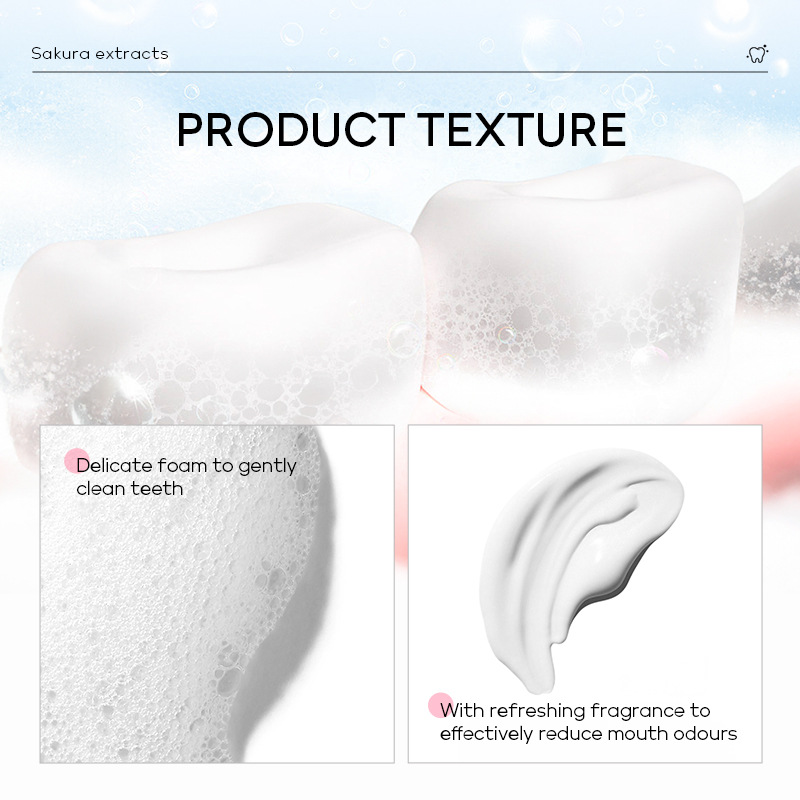 Cross-border Laikou Sakura Toothpaste 85g freshens breath, removes stains and cleans teeth. Factory wholesale in stock Application Scenario