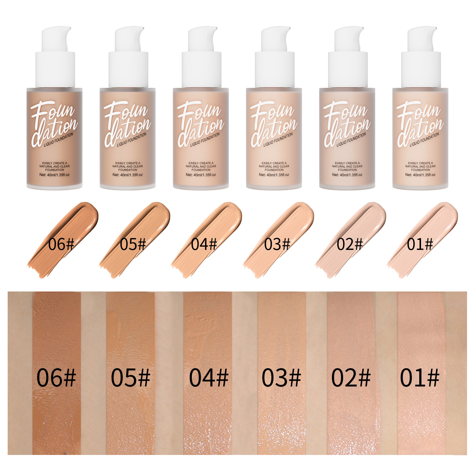 HelloKiss Clear, Smooth, Natural and long-lasting Foundation, Light, concealing, Waterproof and oil-control Foundation, Cross-border Makeup Specification drawing
