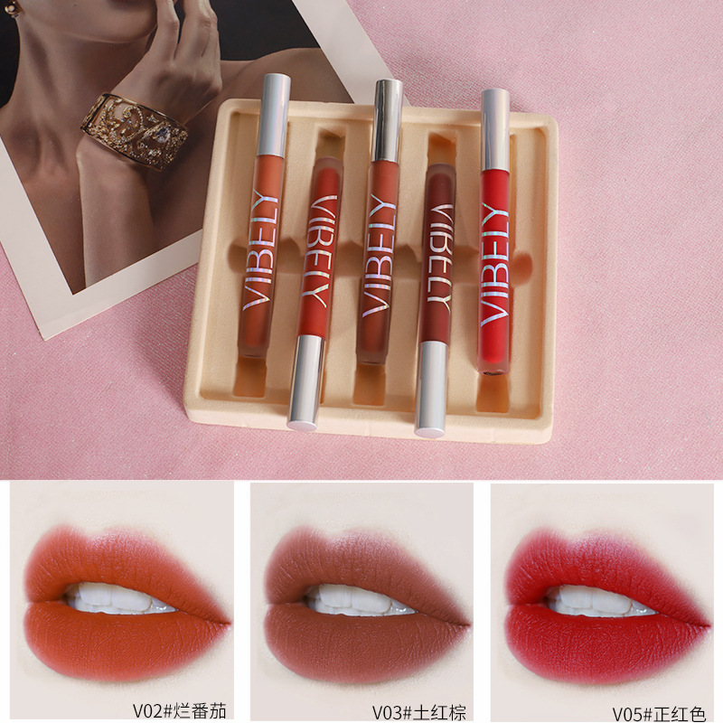 VIBELY Matte Air Lip Gloss Set, non-stick Cup Velvet Lip Gloss Five-piece Gift set for export Application Scenario