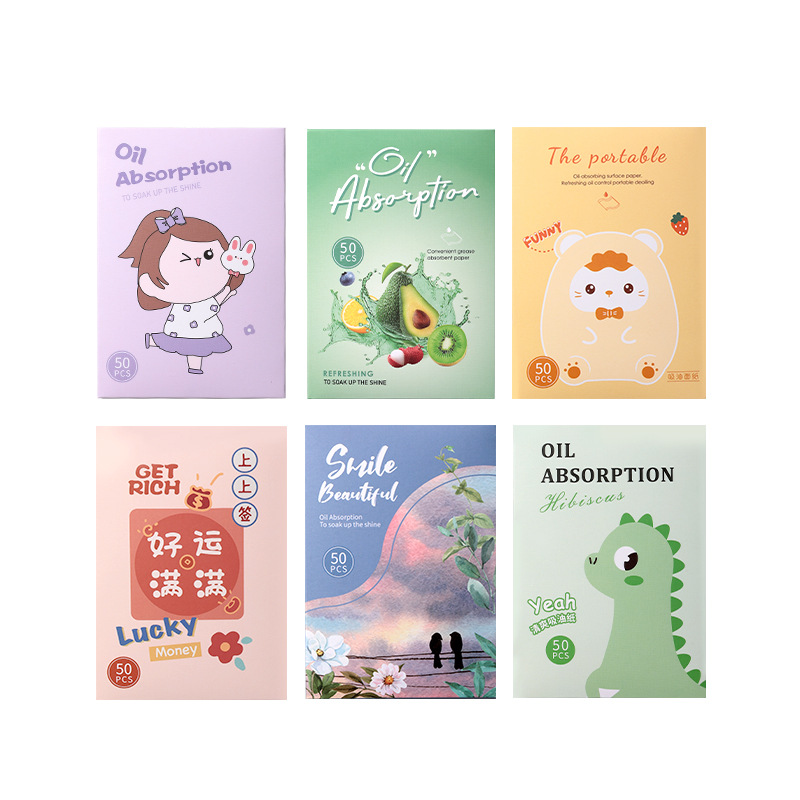 LMLTOP 50 Pieces of Oil-absorbing Paper, Facial Refreshing Oil-removing Paper, Portable blue Film Oil-absorbing Facial Paper from wood Pulp Collection Item Picture