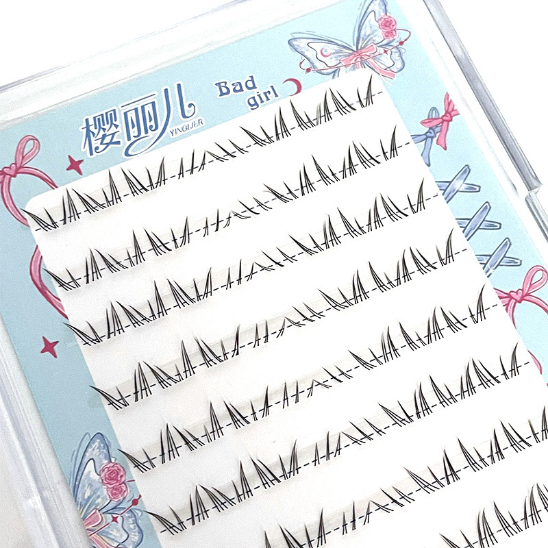 Cherry Blossom Polaris lower eyelash false eyelash single cluster segmented style lazy person on camera comic Thick mother's eyelash Application Scenario