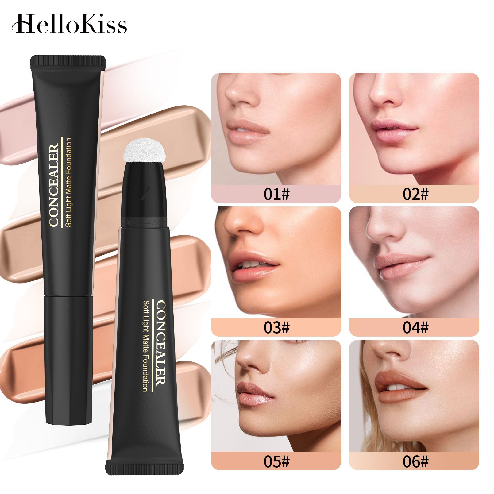 Hellokiss Light Concealer Foundation is fine and smooth, naturally brightening. Sponge head Concealer Cross-border makeup details Picture