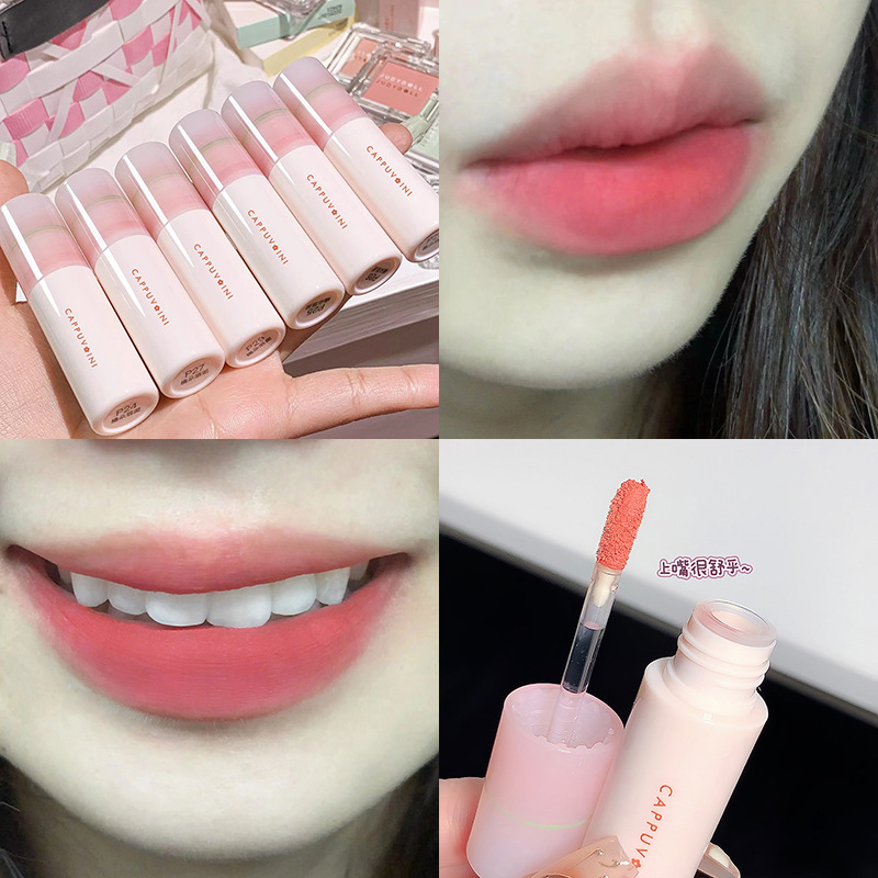 cappuvini small milk tube Lip Gloss Lip Paste, airiness, whitening, matte velvet, matte lip gloss lipstick details Picture