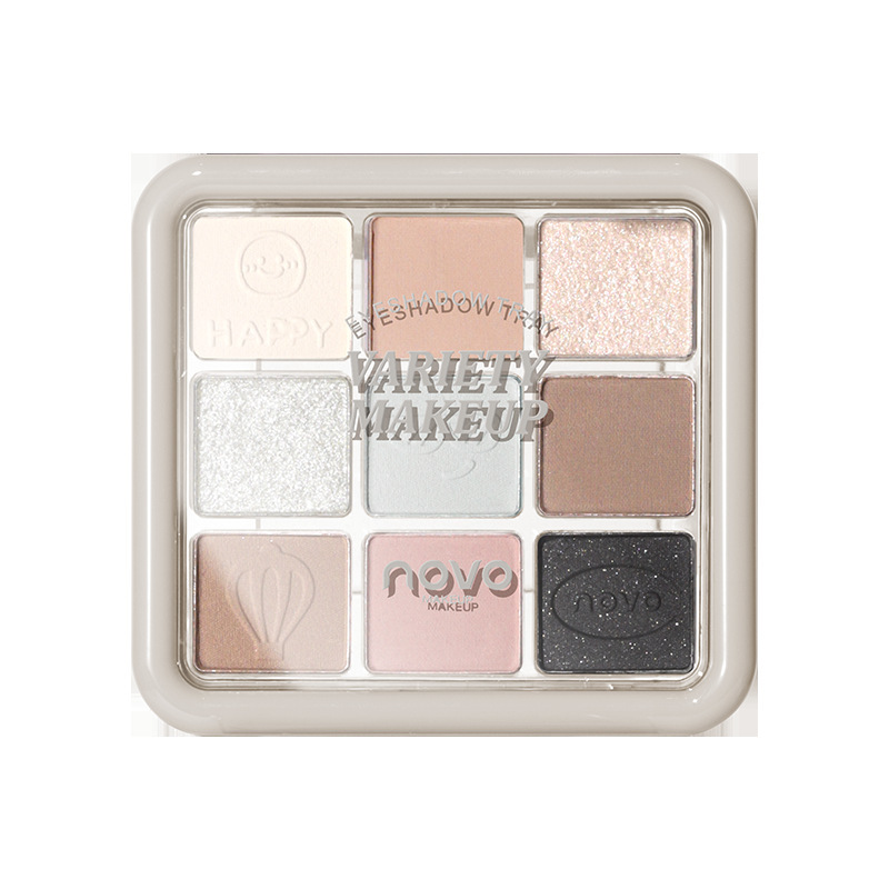 NOVO nine-color eyeshadow palette, earth tones, super shiny, no smudging, sparkling, waterproof, high-end feel, affordable student Instagram Item Picture