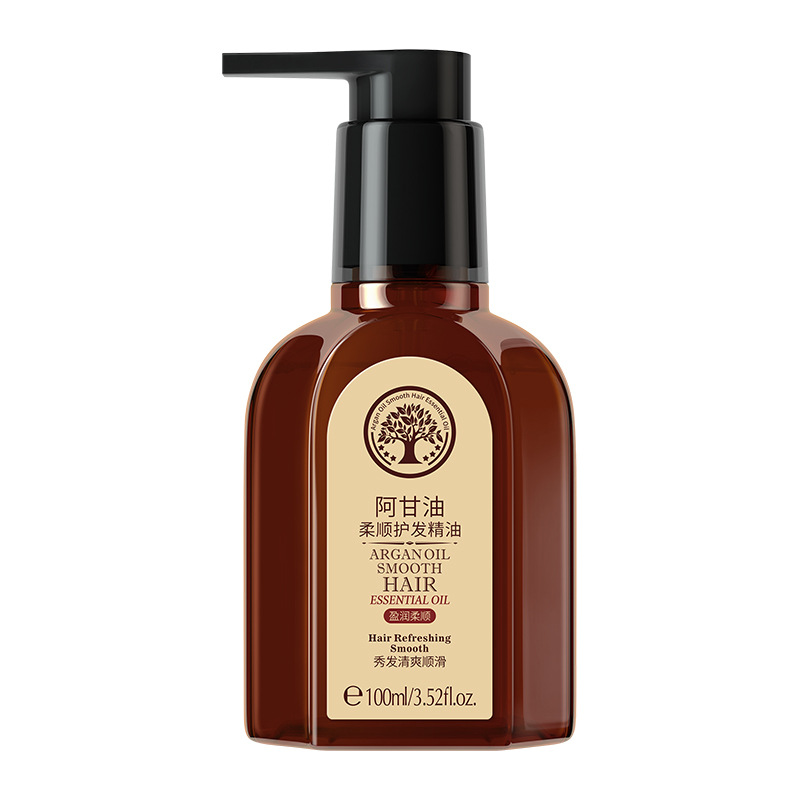 Laikou's new product, the brown 100ml large bottle of Argan Glycerin Softening Hair Essential Oil, offers a light and smooth one-piece hair replacement Item Picture