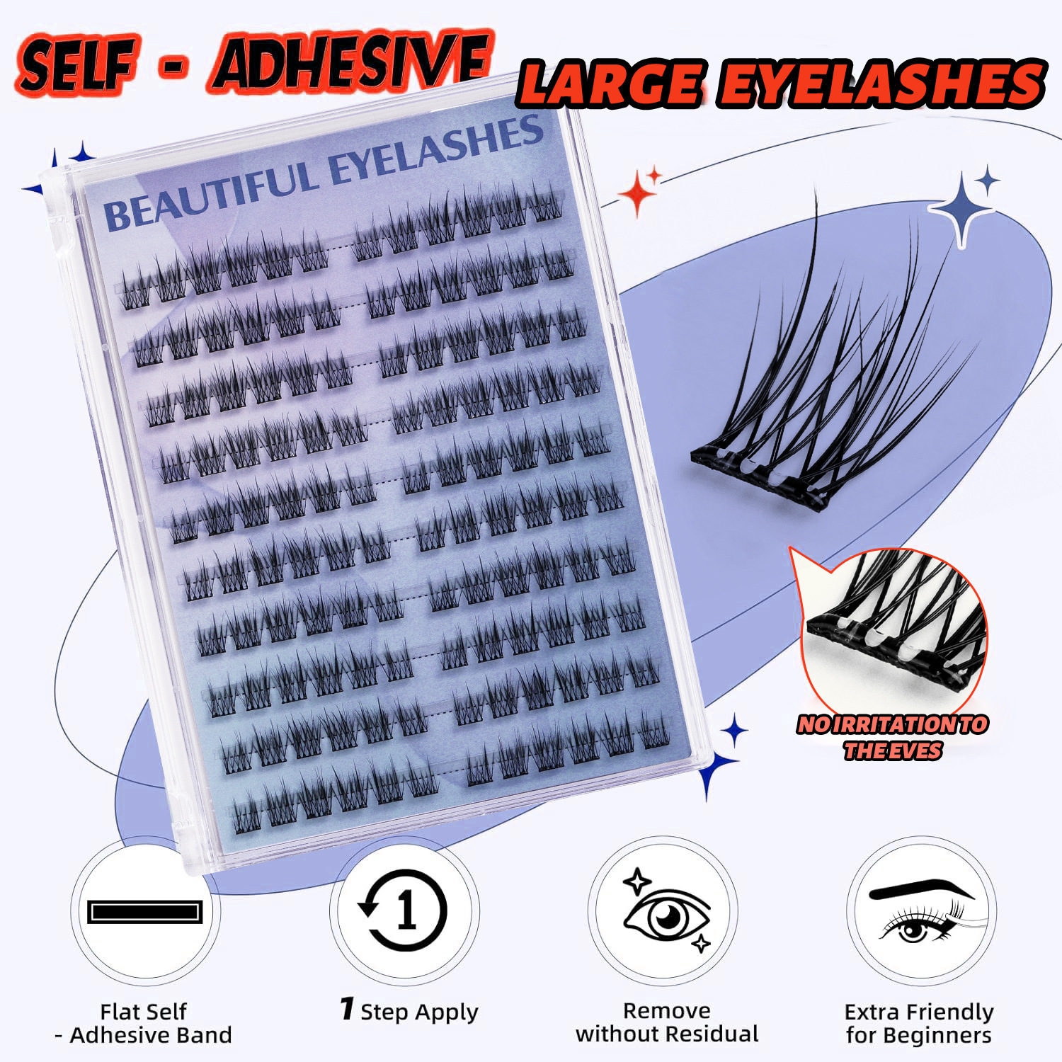 Large-capacity 120 clusters of camellia glue-free false eyelashes, reusable eyelashes, naturally soft and self-adhesive eyelashes details Picture