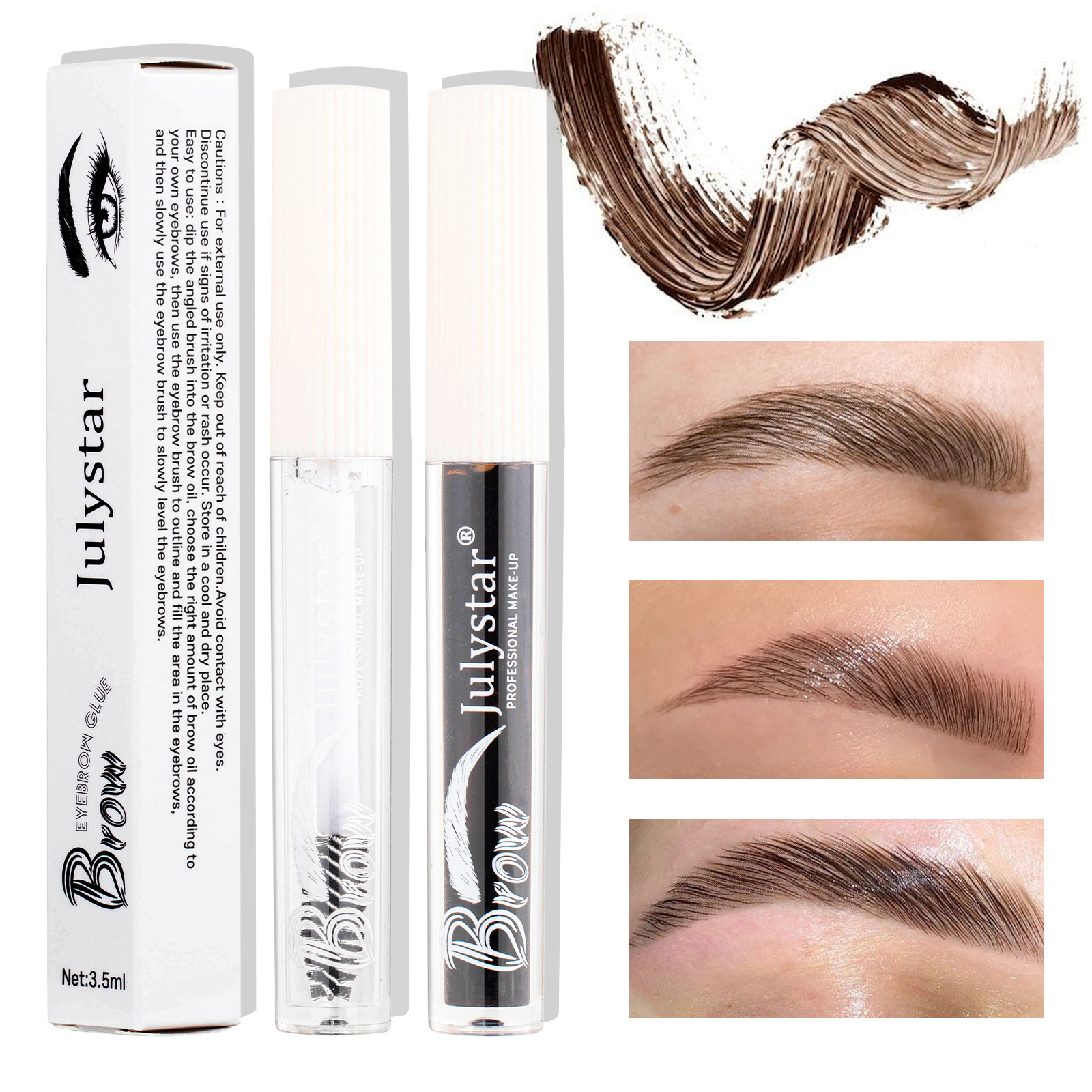 Julystar Eyebrow Gel is a water-resistant, non-smudging, natural and three-dimensional liquid that dries quickly full figure