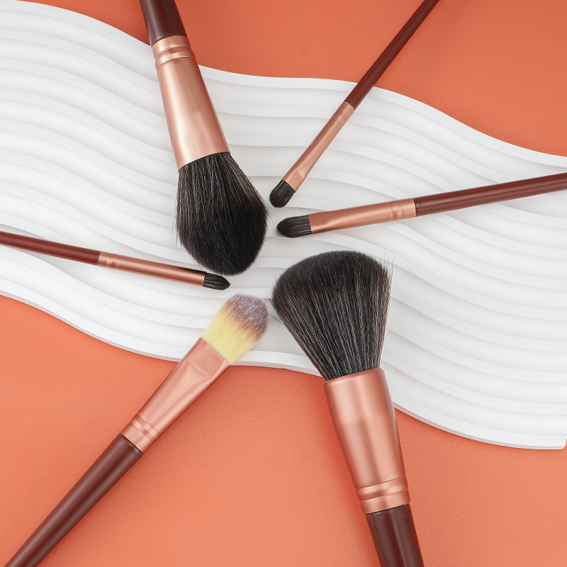 New 6-piece natural wood-colored velvet bag, large brush, soft bristle eyeshadow brush, powder brush, foundation brush, complete set of makeup brushes Specification drawing
