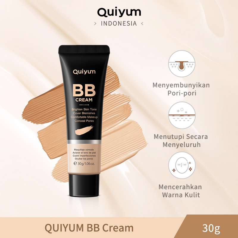 Cross-border QUIYUM BB Cream 30g (Color Box) Hydrating, Moisturizing, natural, clear and long-lasting makeup product full figure