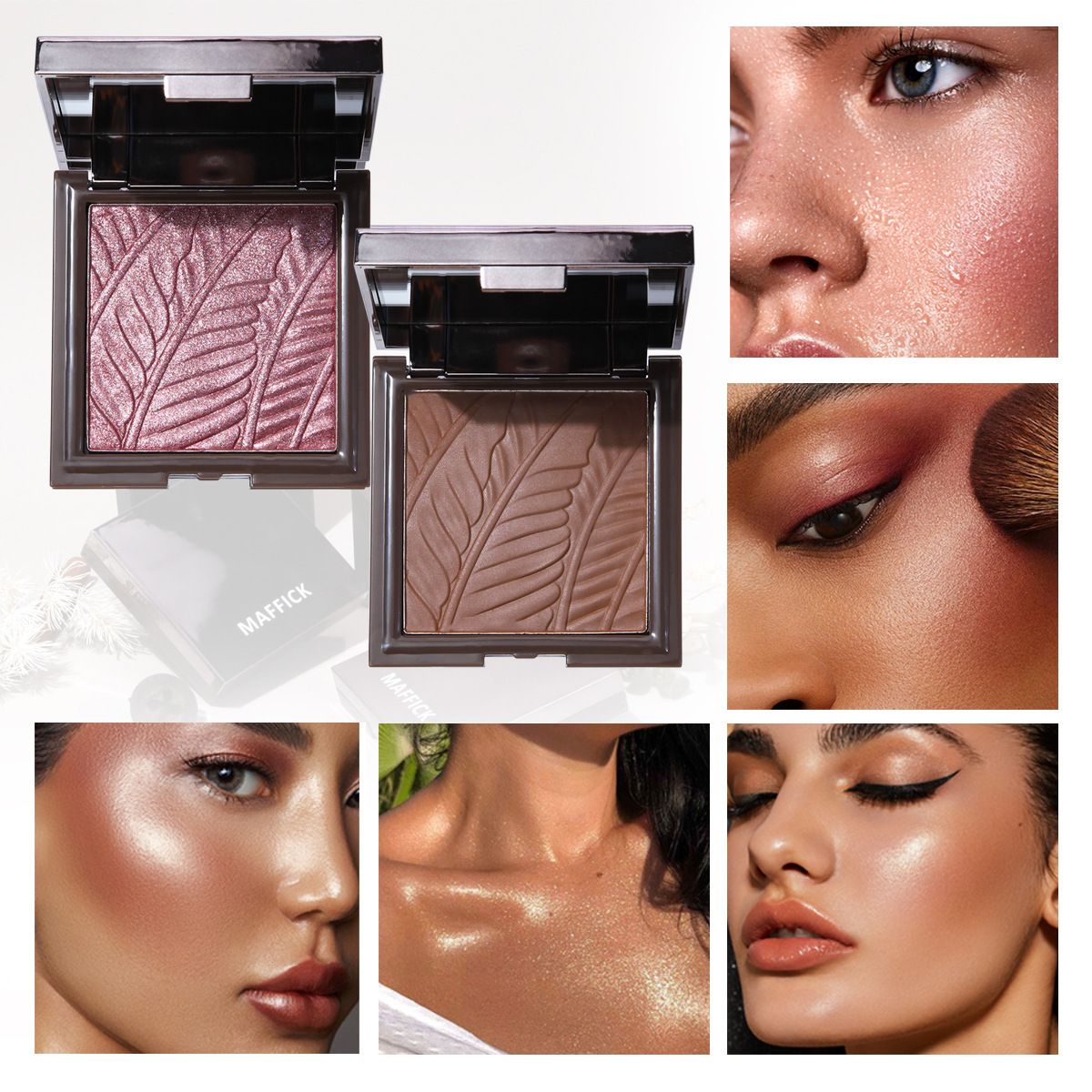 Cross-border MAFFICK small silver block Powder Compact Contouring Pearlescent matte setting loose Powder compact full figure