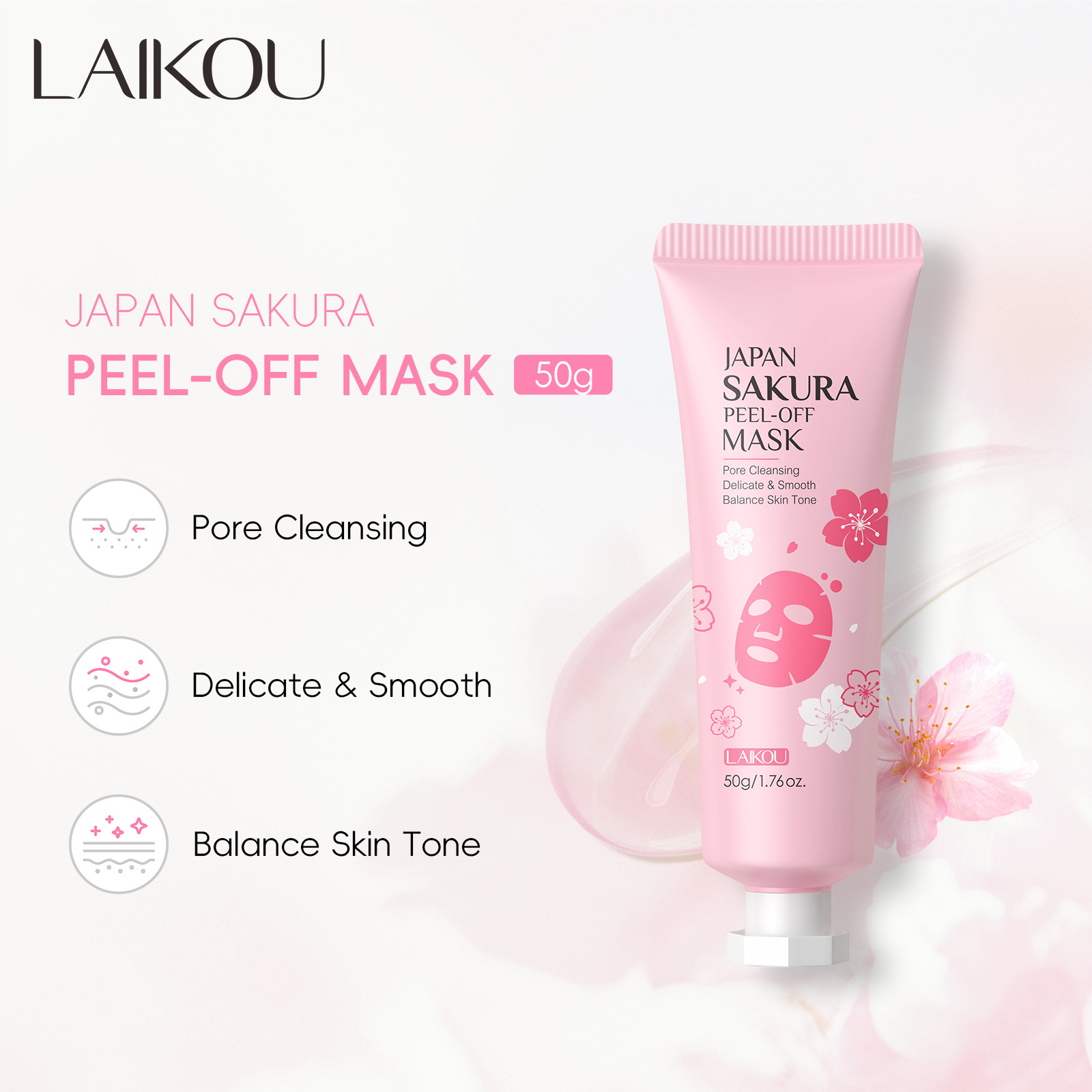 temu laikou Sakura Peel-off Mask 50g (Tube) cleanses pores, hydrates, moisturizes and cares for the skin