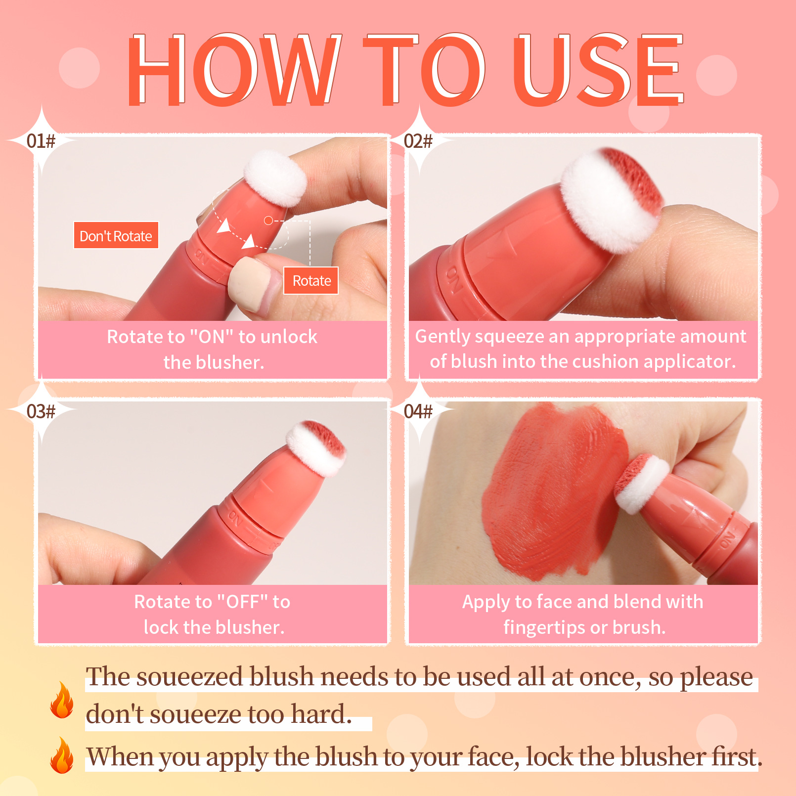 QIC Cross-border Light and Soft Blush Cream Moisturizing, hydrating, easy to spread, Smooth and long-lasting liquid Blush Cross-border makeup Application Scenario