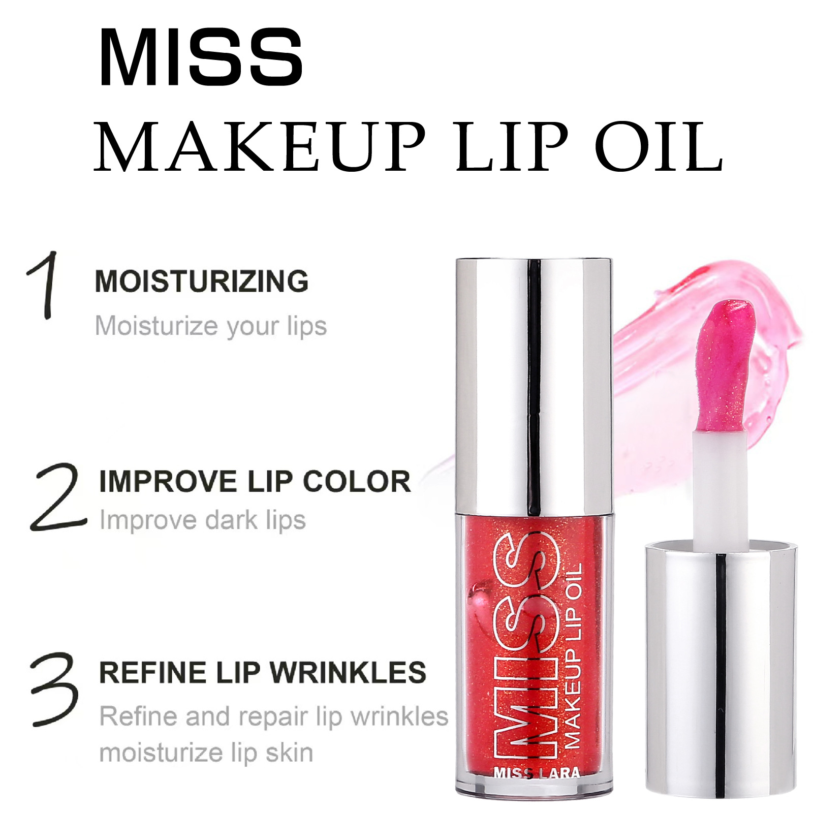 MISS LARA Six-color Lip Gloss Mirror Water Gold Sparkling Lip Oil Specification drawing