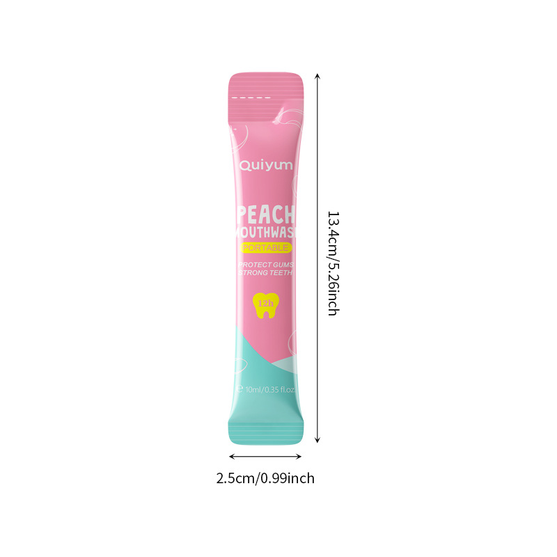 Cross-border QUIYUM Peach Mouthwash 10ml for cleaning the mouth and freshening breath, available for wholesale from the manufacturer Item Picture