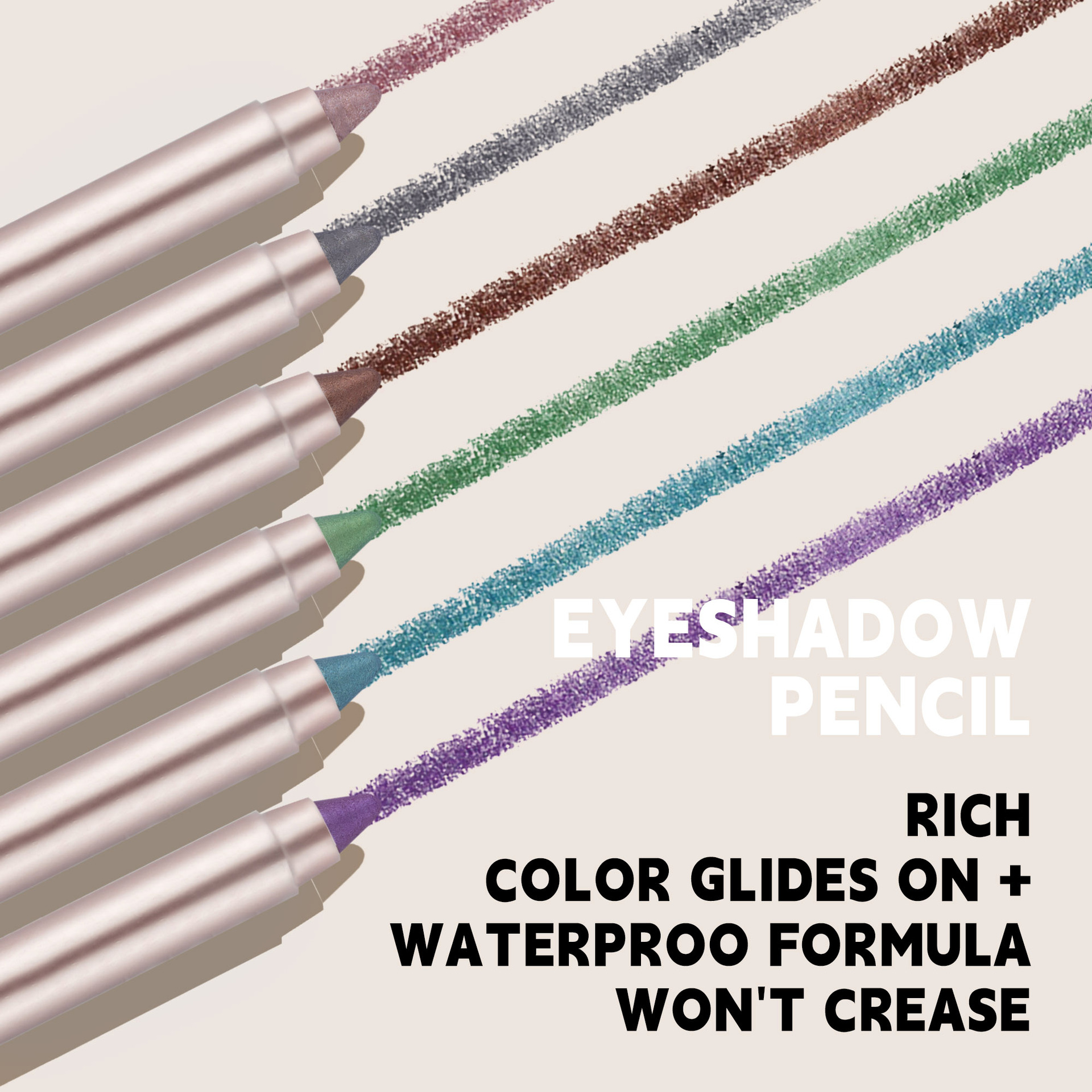 Cross-border exclusive 6-color pearlescent eyeshadow pens without smudging, with pencil sharpeners, eyeliner pens, chin pens, foaming pens, and makeup details Picture