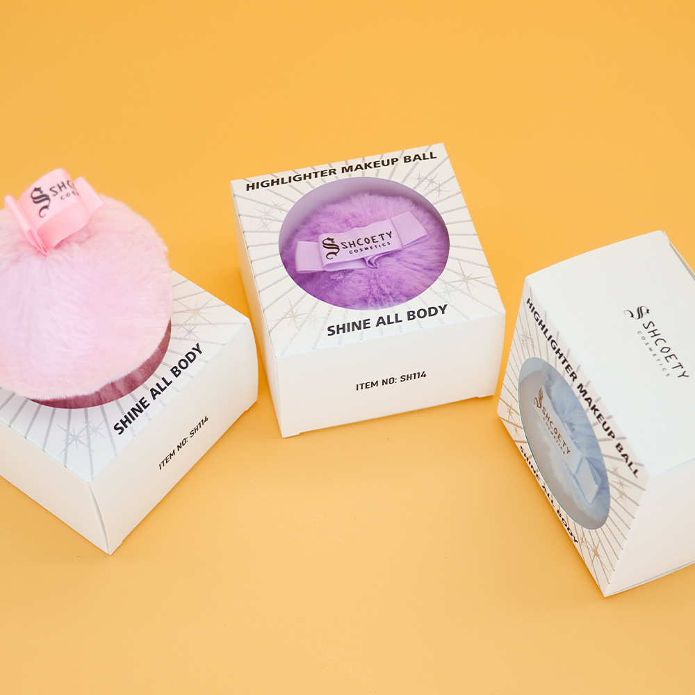 3-color cross-border sparkling Peach high-gloss setting, hairball for brightening the face and contouring the body, diamond sparkling powder puff Application Scenario