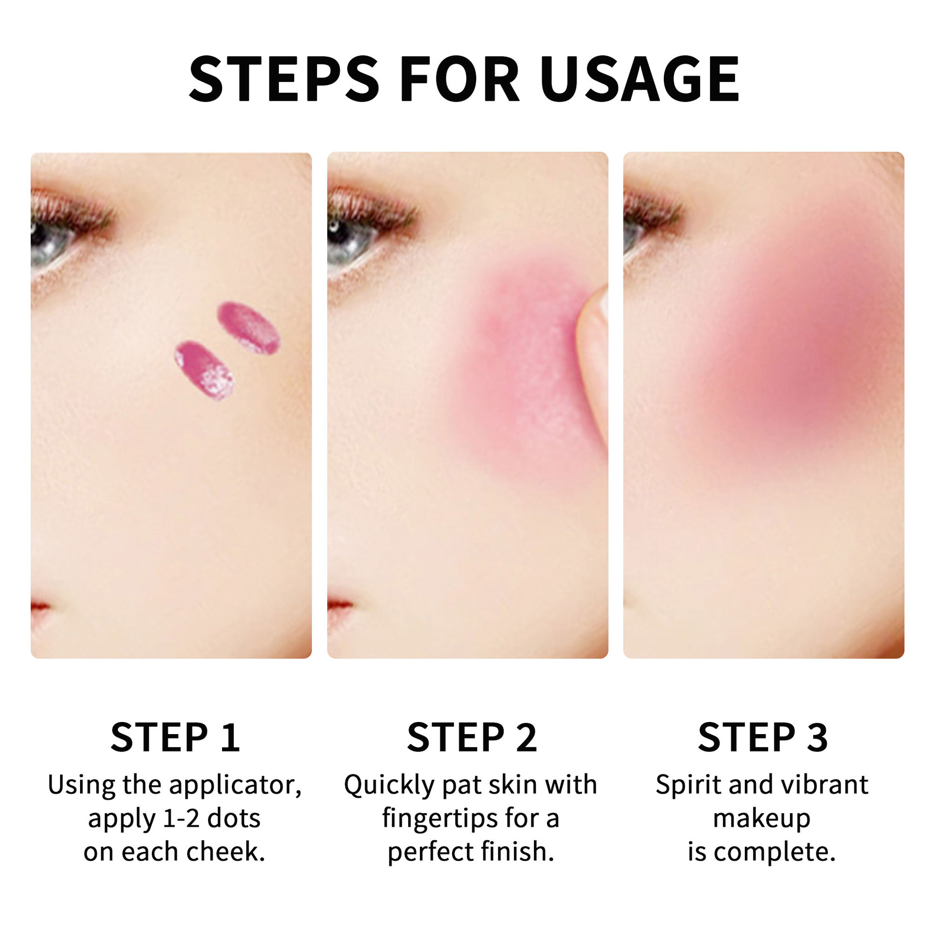 SHCOETY Cross-border Press-type liquid Blush four-color lip and cheek moisturizing natural contouring and brightening blush Specification drawing