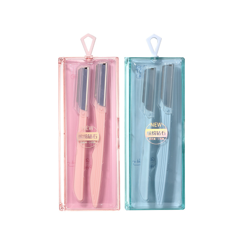 LMLTOP eyebrow trimmer 2-piece set with protective net, sharp style combination eyebrow trimmer box set SY344 Item Picture