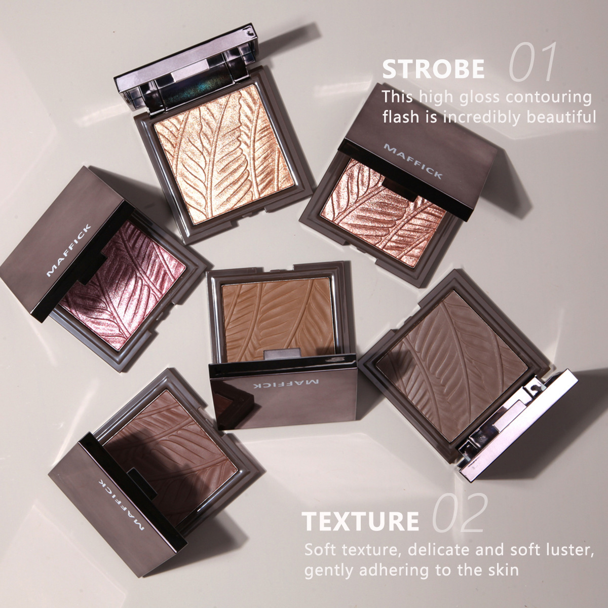 Cross-border MAFFICK small silver block Powder Compact Contouring Pearlescent matte setting loose Powder compact Specification drawing