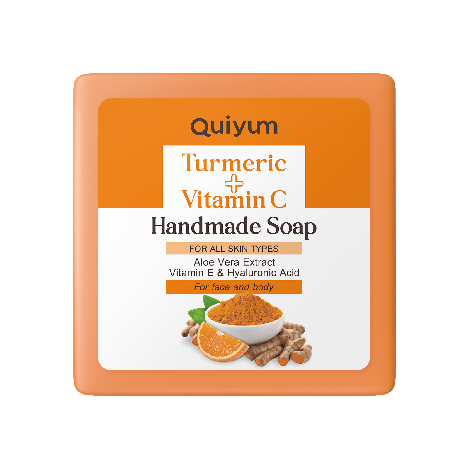 QUIYUM's new cross-border product, turmeric Vitamin c essential Oil Soap Facial Soap 100g, is suitable for cleansing and moisturizing the face and body Item Picture
