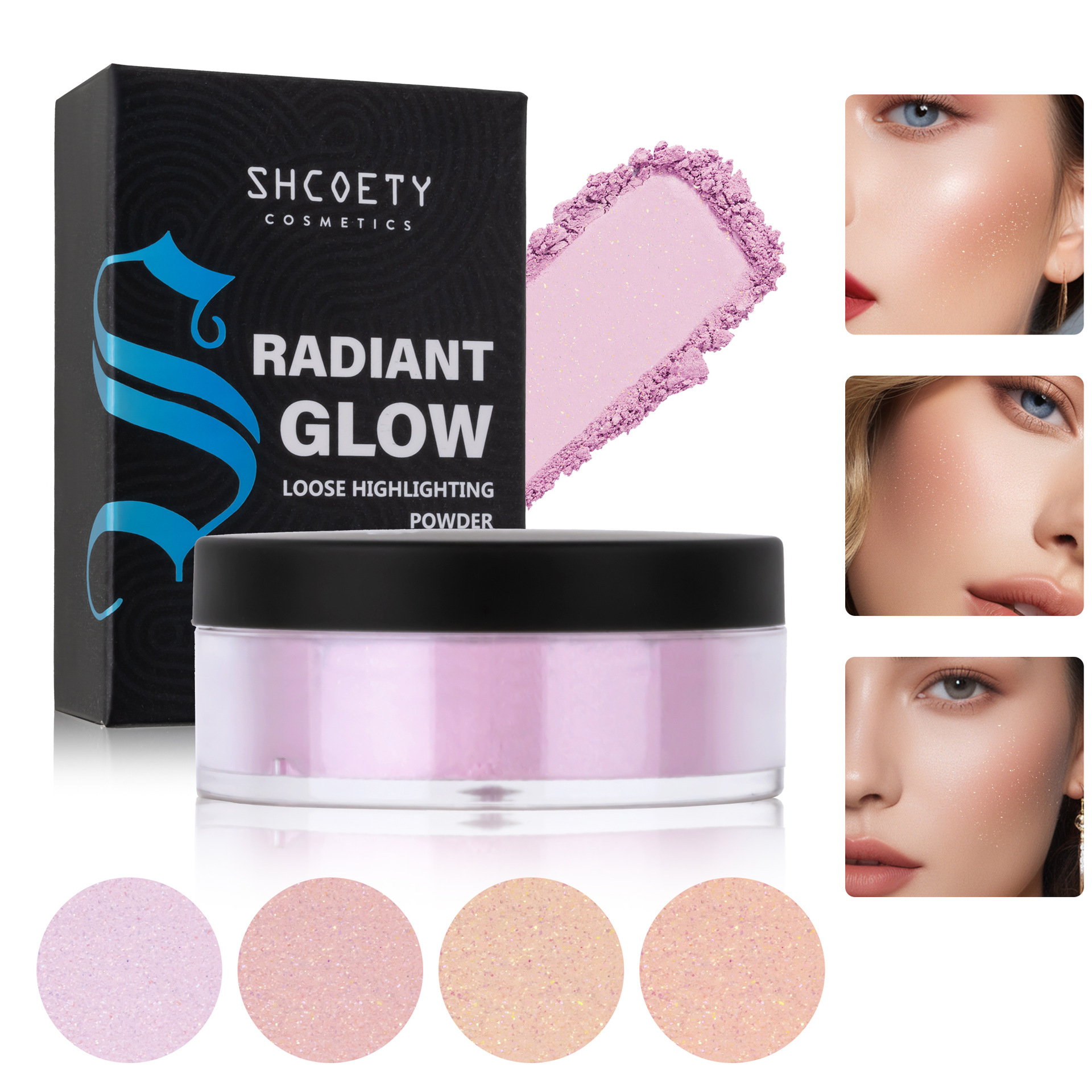 SHCOETY Pearl Light Powder is waterproof, sweat-proof, non-smudging, concealing loose powder, fine flash, contouring and setting powder, cross-border makeup full figure