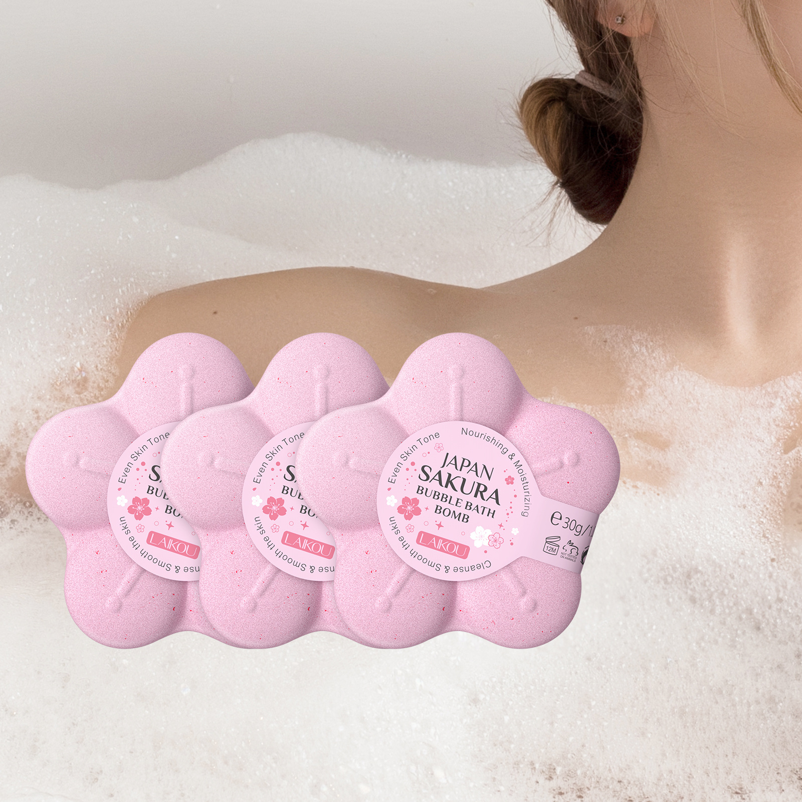 LAIKOU Cherry Blossom Bath 3-piece Set, Moisturizing, Hydrating and Nourishing Lotion, Cross-border English supply Specification drawing