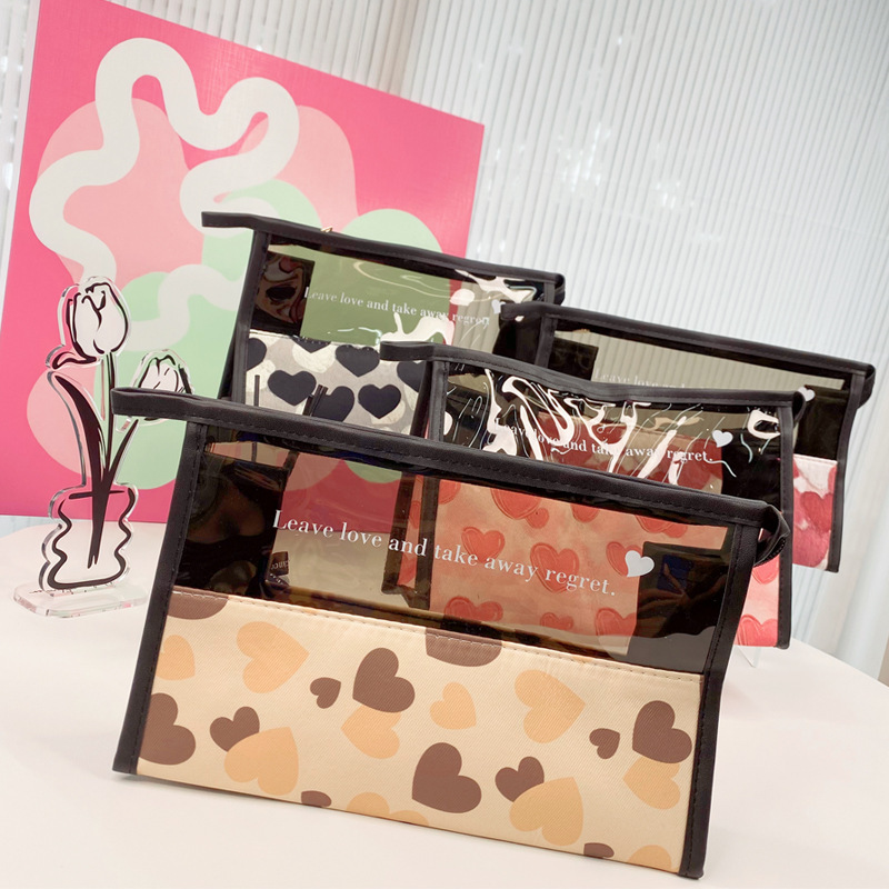 Simple and large-capacity mesh makeup bag, transparent pvc storage bag for cosmetics and toiletries full figure