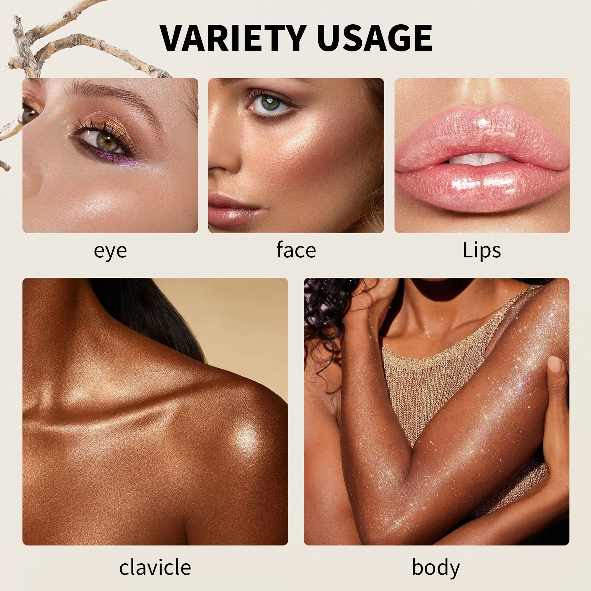 SHCOETY Cross-border 5-color Highlighter Powder Compact Facial brightening and contouring Set Long-lasting waterproof Highlighter Powder Cream Makeup Specification drawing