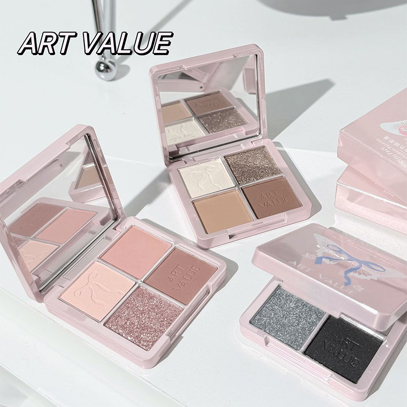 Art Value's new product, Butterfly Contract Four-Color Eyeshadow Palette, Pearlescent Sparkling Hot Girl Cream Facial Makeup for hair delivery full figure