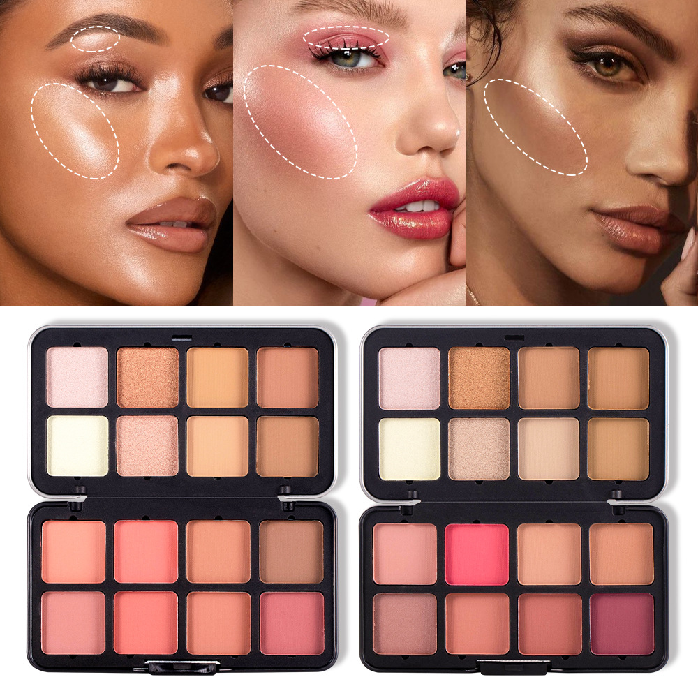 Amazon Matte Blush, Highlighter Three-dimensional contouring all-in-one set, contouring and facial makeup cross-border wholesale details Picture