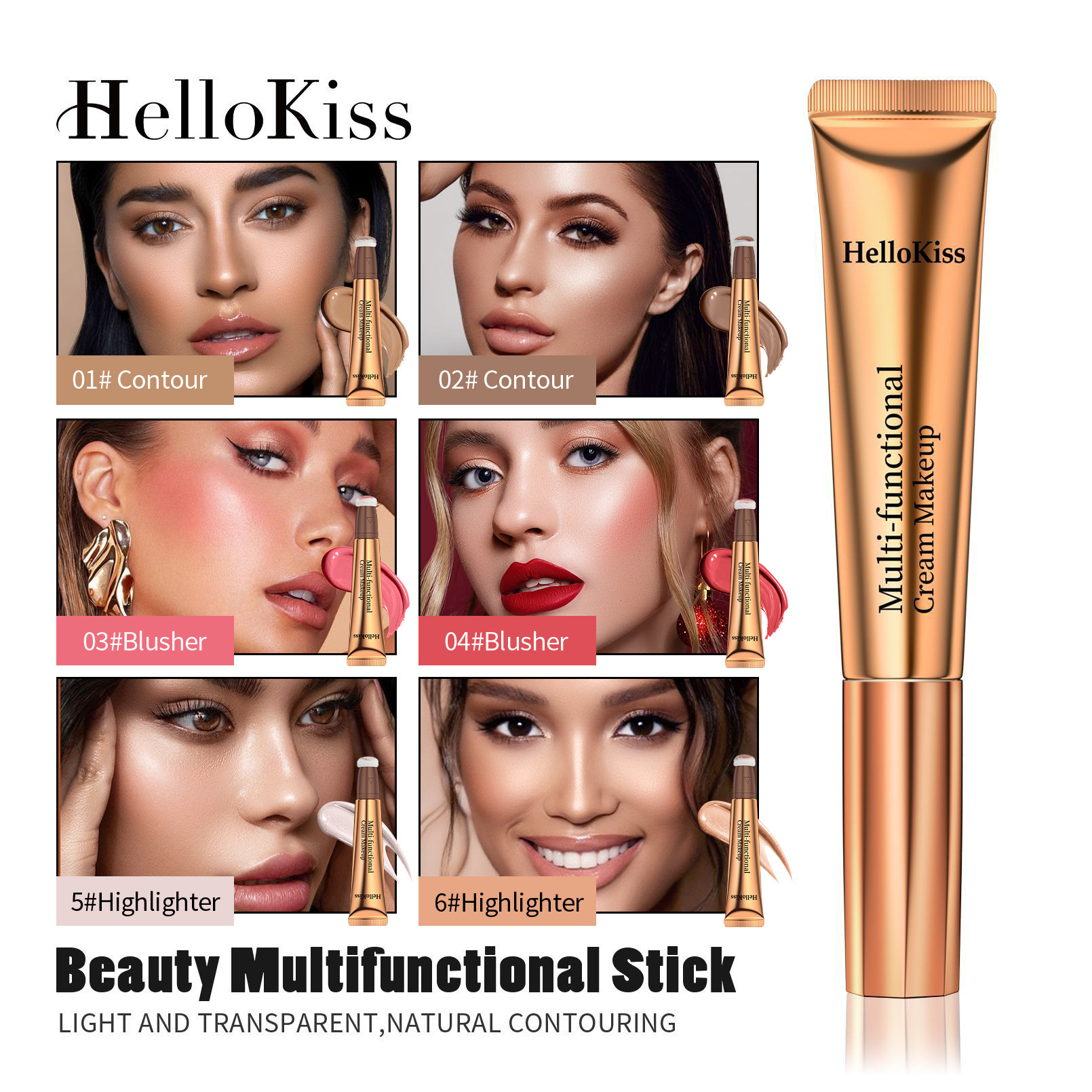 HelloKiss Liquid Highlighter Contouring Multi-functional Makeup Pen Sponge Tip Fine Sparkling Highlighter Liquid Blush Cross-border full figure