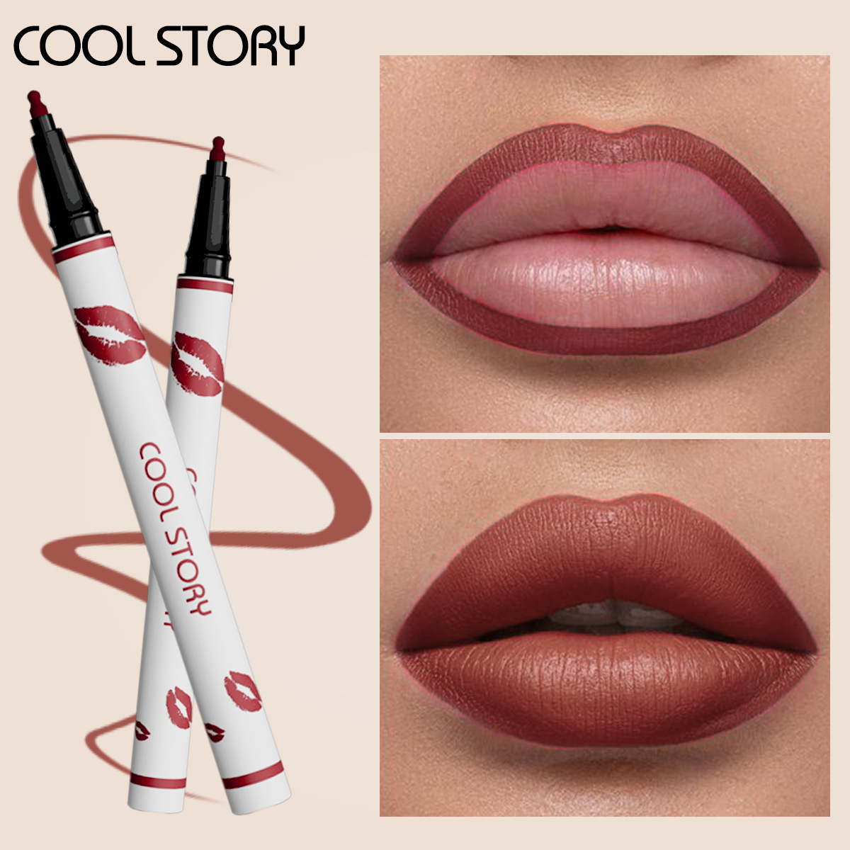 Wholesale of cross-border non-stick cups, lip liner pens, matte liquid lipstick pens, colored pens and beauty products full figure