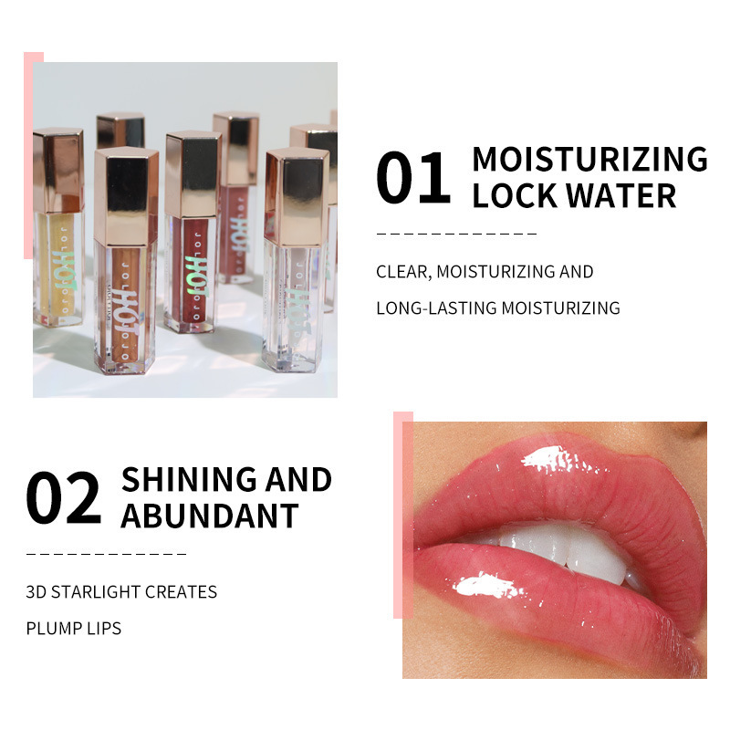 Cross-border JOLLY JOJO Eight-color Transparent Lip Gloss Water Mirror Lip Gloss Lipstick details Picture
