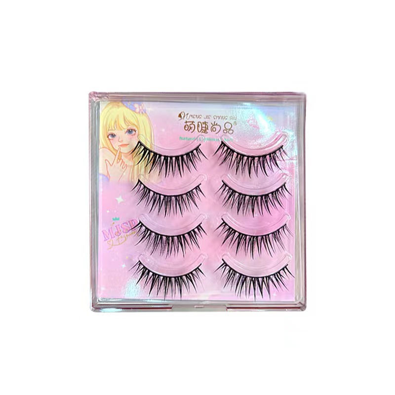 Mengjie Shangpin Hard Stem comic wet wheat ear style one-piece false eyelashes Natural and thick Barbie beginner's eyelashes Item Picture