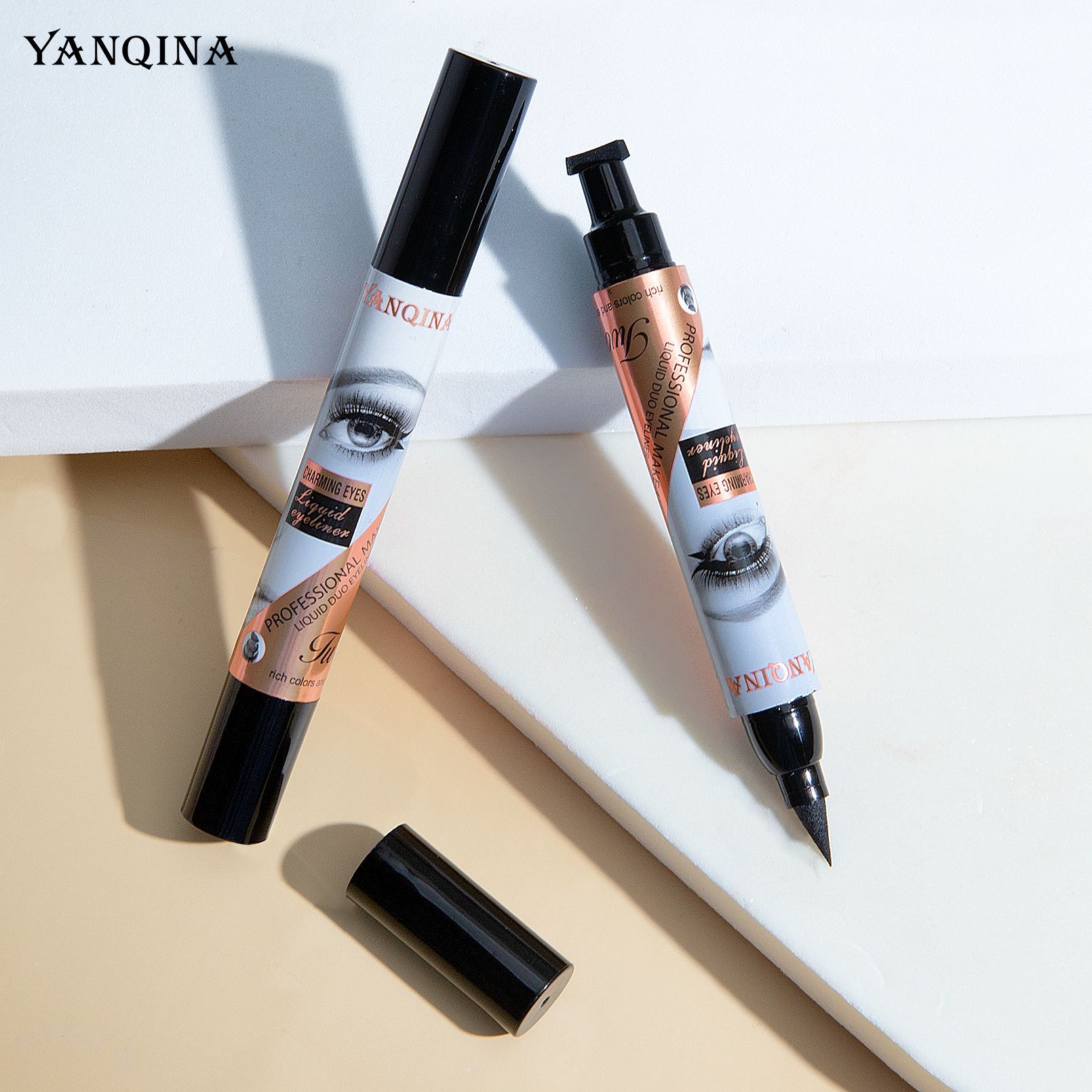 YANQINA Yanqina Seal eyeliner Pen is waterproof and does not smudge. Double-head Eyeliner Stamp eyeliner makeup Application Scenario