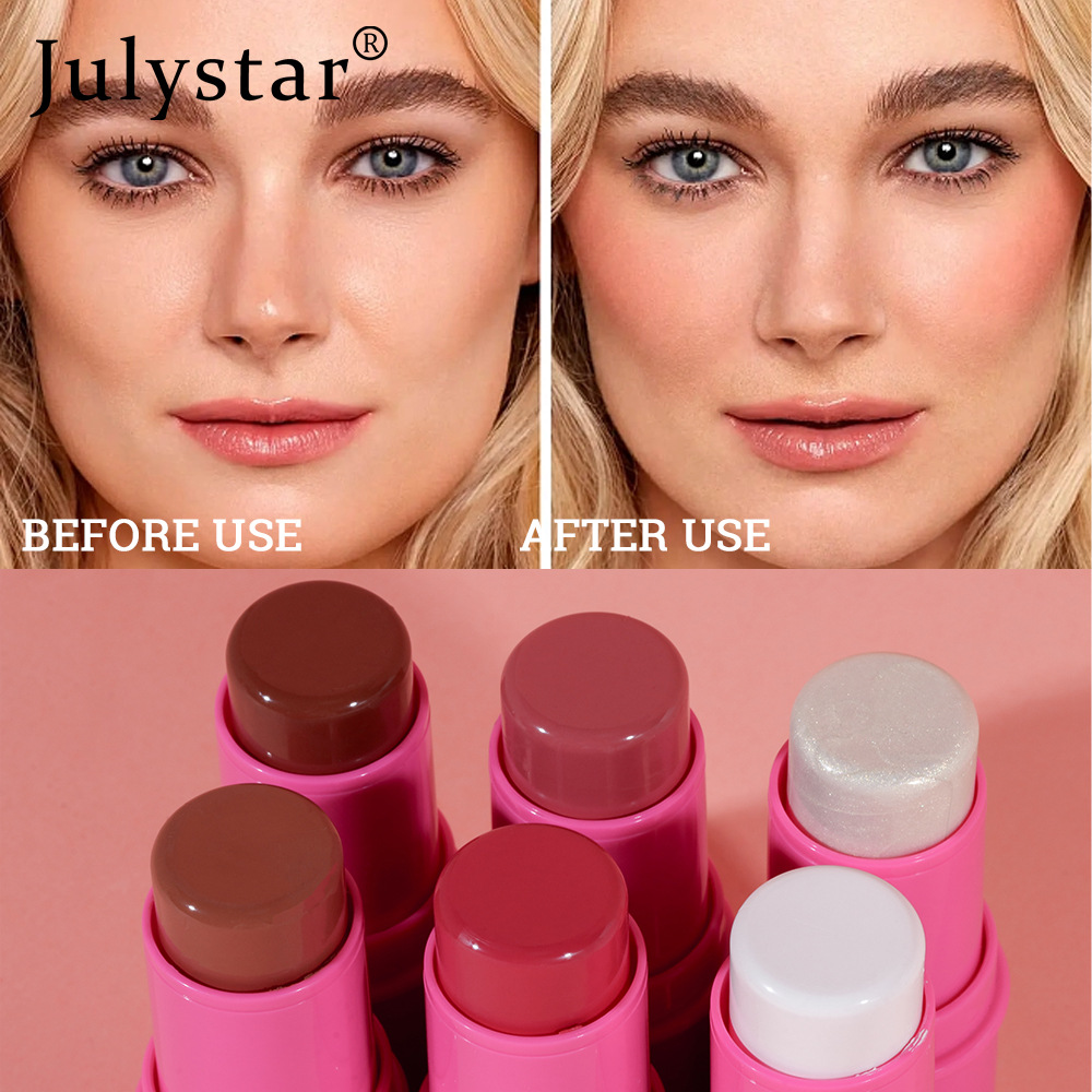 Julystar Contouring Highlighter Stick Makeup Facial Blush Base Cream Pearlescent BrighTening Under-Eye Eye Contour Stick Application Scenario
