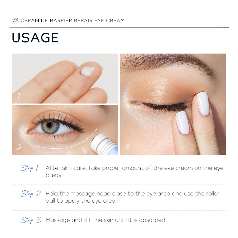 LAIKOU 20g Cross-border Ceramide Eye Cream is a skincare product from a manufacturer that hydrates and moisturizes the skin around the eyes Specification drawing