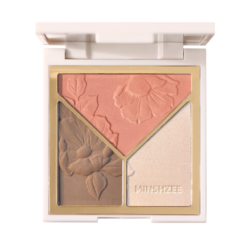 Contouring plate, blush, powder compact with brush exclusive link, powder compact, touchup, setting brush, cross-border highlighter Contouring plate, Women's Light and Shadow Item Picture