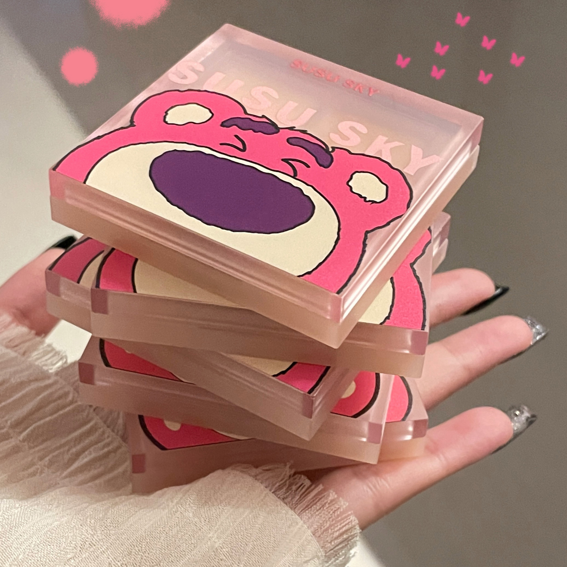 SUSU SKY Berry Eye Shadow Four-Color Eyeshadow matte Brightening Fine Sparkling High Light Low Saturation Nude Eyeshadow palette Specification drawing