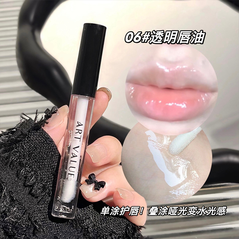 Art Value~ Black Powder Love Letter Lip Makeup Set Box Matte Soft Mist Whitening Lip Mud Mirror Lip Glaze Set Lip Oil Application Scenario
