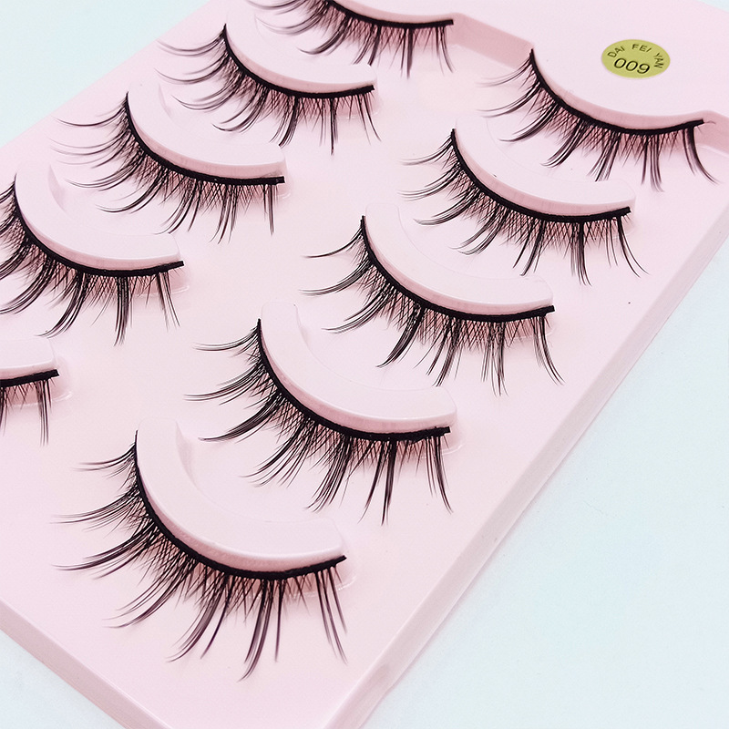 Comic Eyelash 009 Five pairs of false eyelashes, fairy hair natural nude Makeup style, can support double eyelids and eyelashes in daily life Specification drawing
